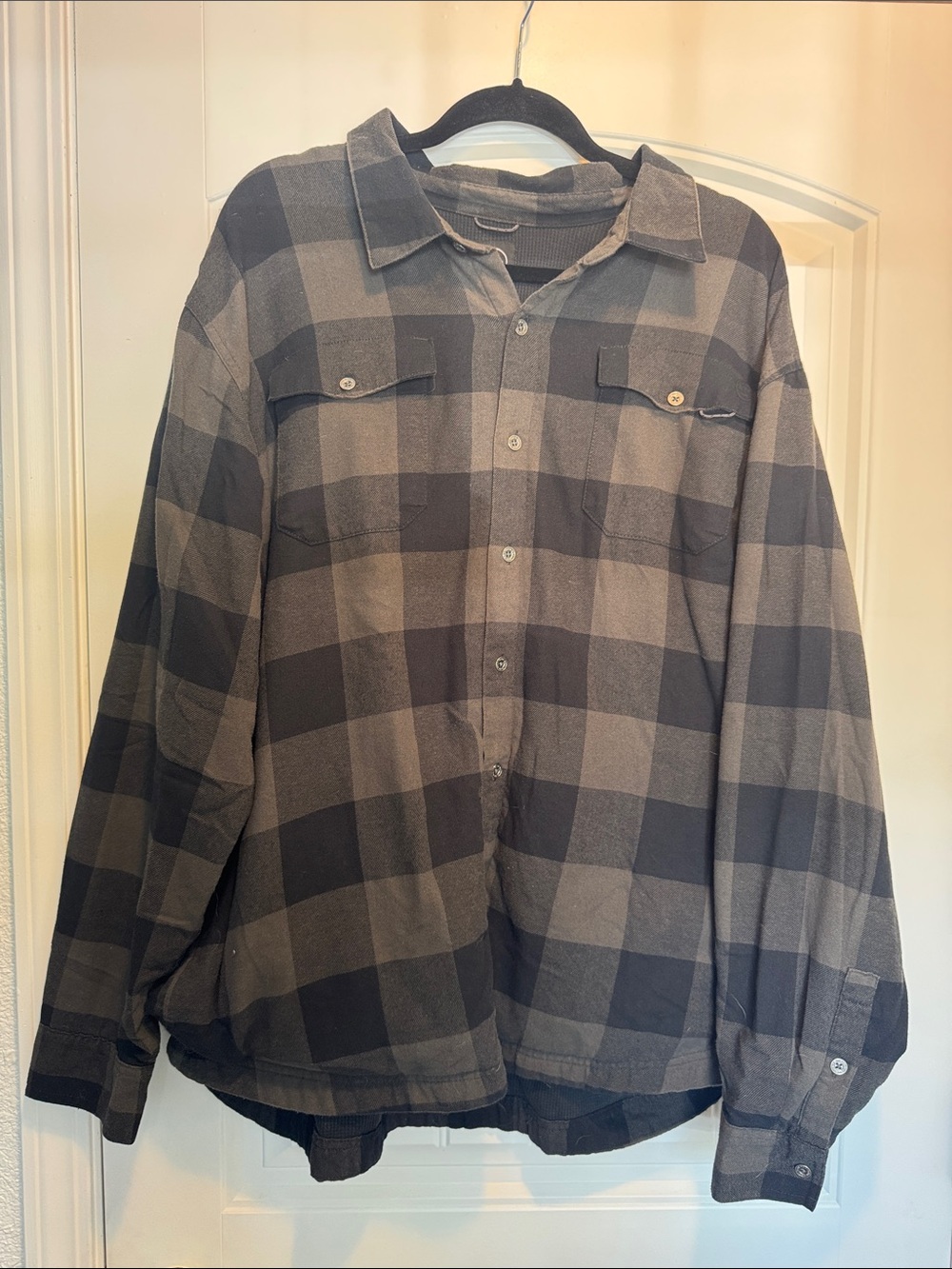 Wrangler Black & Gray Plaid Lightweight Shirt Jacket